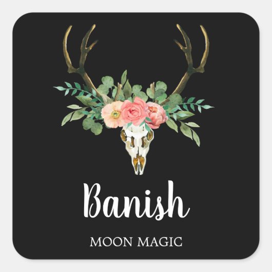 Floral Skull Inention Candle Labels (Voorkant)