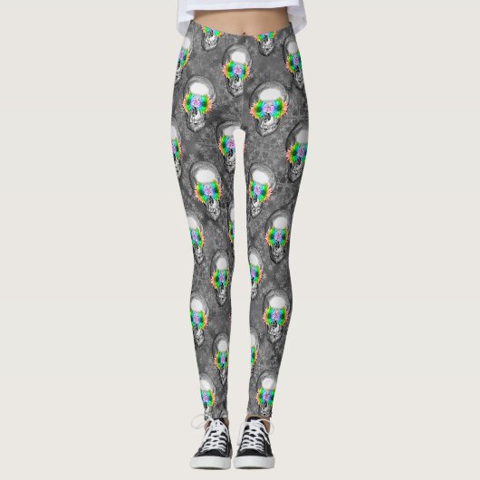 FLORAL SKULL LEGGINGS (Voorkant)
