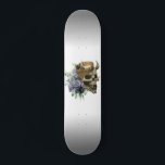 Floral Skull met Crown Persoonlijk Skateboard<br><div class="desc">Dit ontwerp kan worden gepersonaliseerd door de aanpassingsoptie te kiezen om tekst toe te voegen of andere veranderingen aan te brengen. Als dit product de optie heeft om het ontwerp naar een ander object over te brengen, moet u het ontwerp zo nodig aanpassen. Neem contact met me op colorflowcreations@gmail.com als...</div>