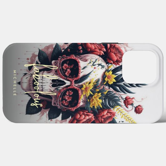 Floral Skull Monogram Faboolous Halloween Case-Mate iPhone Case (Achterkant (horizontaal))