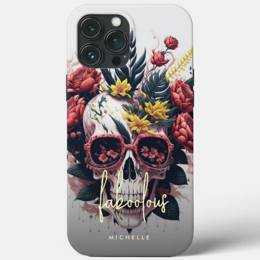 Floral Skull Monogram Faboolous Halloween Case-Mate iPhone Case (Achterkant)