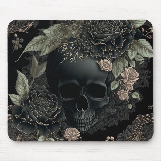 Floral Skull Mousepad Muismat (Voorkant)