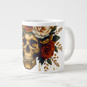 Floral Skull Mug | Elegant Gothic Halloween Cup Grote Koffiekop (Voorkant rechts)