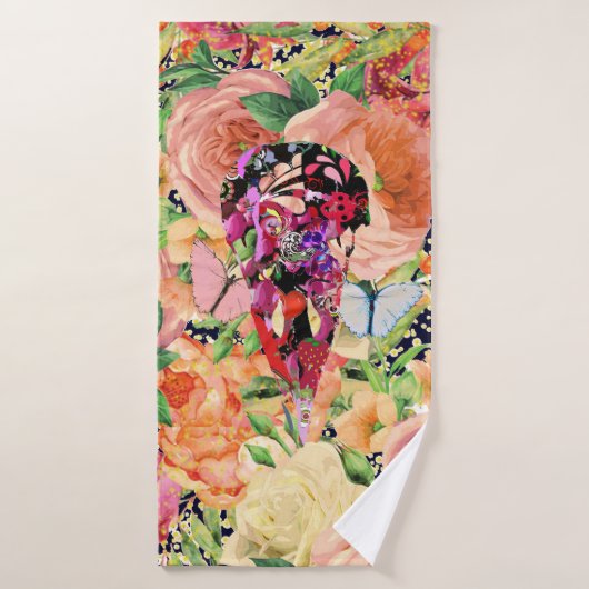 Floral Skull-ontwerp Badhanddoek (Badhanddoek)
