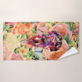 Floral Skull-ontwerp Badhanddoek (Badhanddoek)