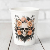  Floral Skull Papieren Bekers