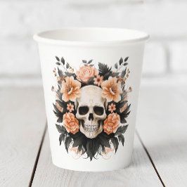  Floral Skull Papieren Bekers