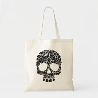 Floral Skull Pattern Canvas tas