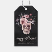 Floral Skull Personalized Halloween Cadeaulabel (Voorkant)