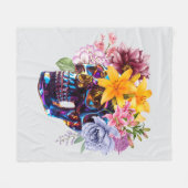 "Floral Skull Radiance" Fleece Deken (Voorkant (Horizontaal))