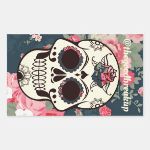 Floral Skull Rechthoekige Sticker