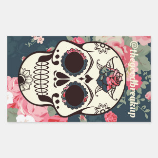 Floral Skull Rechthoekige Sticker