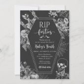 Floral Skull RIP Forties 50th Birthday Party Kaart (Voorkant)
