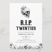 Floral Skull RIP Twenties 30th Birthday Kaart (Voorkant)