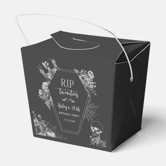 Floral Skull RIP Twenties 30th Birthday Party Bedankdoosjes (Achterkant)