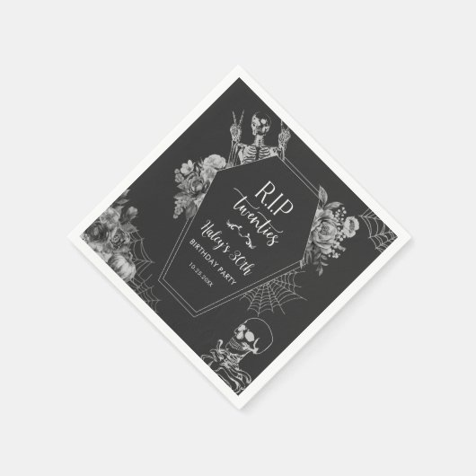 Floral Skull RIP Twenties 30th Birthday Party Servet (Hoek)