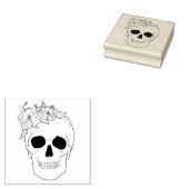 Floral Skull Rubberstempel (Gestempeld)