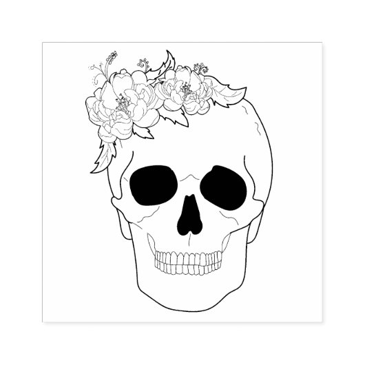 Floral Skull Rubberstempel (Afrduk)