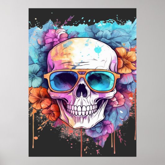 Floral Skull Shades Poster (Voorkant)