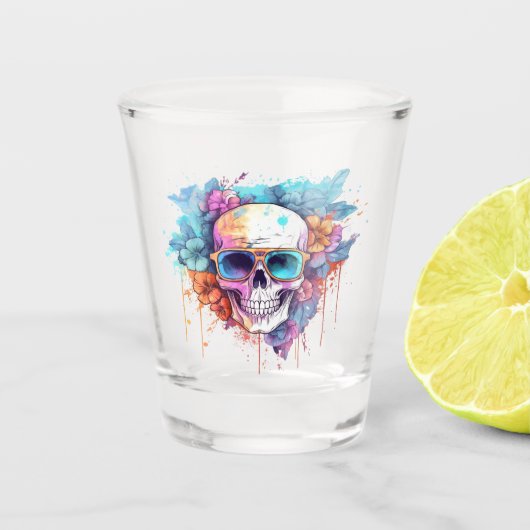 Floral Skull Shades Shot Glas (Voorkant)