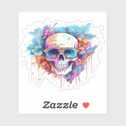 Floral Skull Shades Sticker (Vel)
