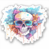 Floral Skull Shades Sticker (Voorkant)