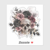 Floral Skull Skeleton Flower Crown Halloween Sticker (Vel)