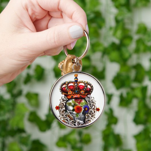 Floral Skull Sleutelhanger (Hand)