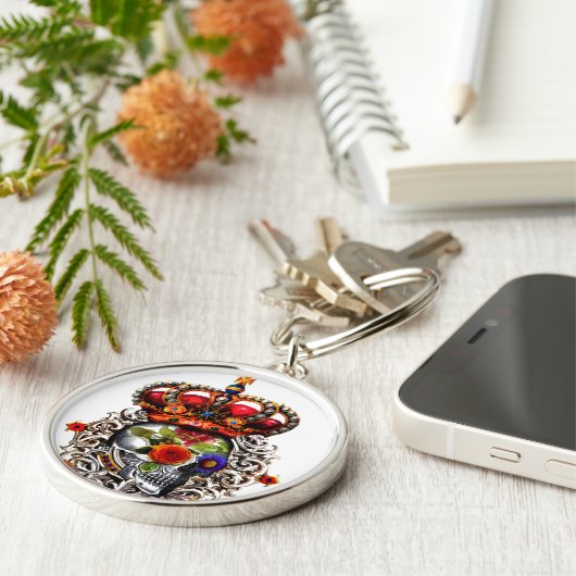 Floral Skull Sleutelhanger (Zijkant)