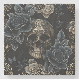 Floral Skull Stone Onderzetter