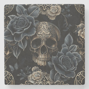 Floral Skull Stone Onderzetter
