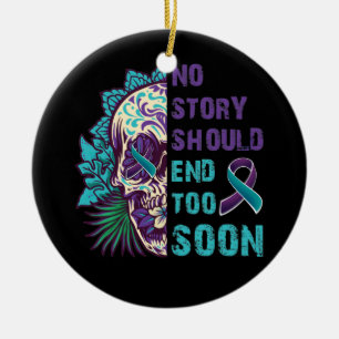 Floral Skull Suicide Awareness Mental Health Story Keramisch Ornament