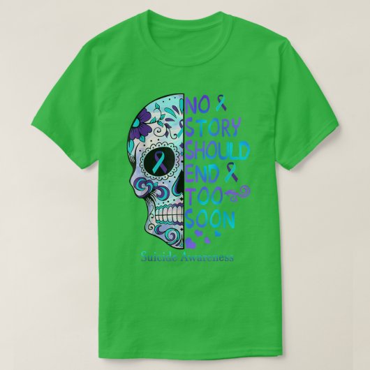 Floral Skull Suicide Awareness Mental Health T-shirt (Design voorkant)