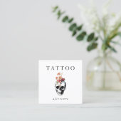 Floral Skull Tattoo Nazorg Instructies Vierkante Visitekaartje (Staand voorkant)