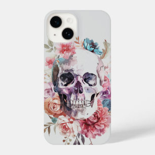 Floral Skull telefoonhoesje, Gothic iPhone Hoesje iPhone 14 Hoesje