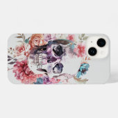 Floral Skull telefoonhoesje, Gothic iPhone Hoesje iPhone 14 Hoesje (Achterkant horizontaal)