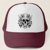 Floral Skull Trucker Hoed Pet (Voorkant)
