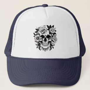 Floral Skull Trucker Hoed Pet