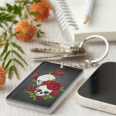 Floral Skulls Dia de los Muertos | Button Sleutelh Sleutelhanger (Voorkant Rechts)