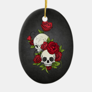 Floral Skulls Dia de los Muertos   Keramische orna Keramisch Ornament