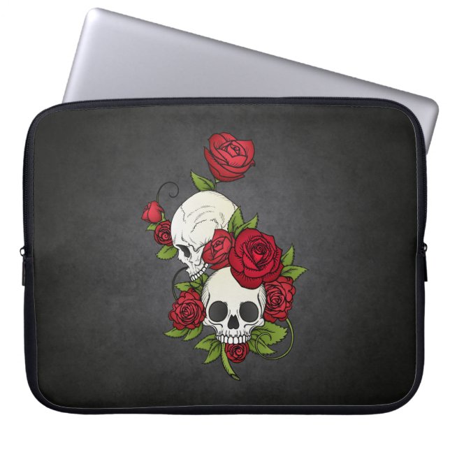 Floral Skulls Dia de los Muertos | Laptop Sleeve (Voorkant)