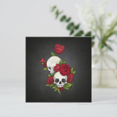 Floral Skulls Dia de los Muertos Party Invitation Kaart (Staand voorkant)