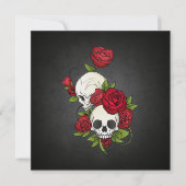 Floral Skulls Dia de los Muertos Party Invitation Kaart (Voorkant)