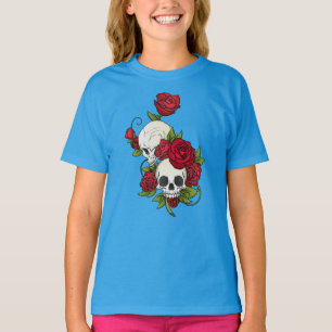 Floral Skulls Dia de los Muertos   Shirt Sleeve