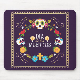 Floral Skulls Dia de Muertos Mousepad Muismat