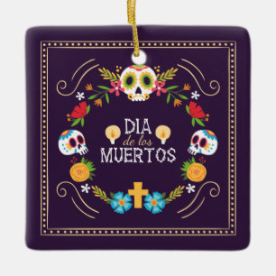 Floral Skulls Dia de Muertos   Versiering Keramisch Ornament