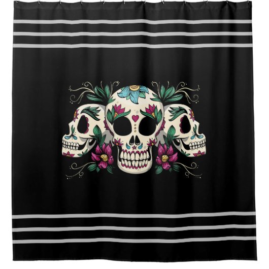 Floral Skulls Douchegordijn (Voorkant)