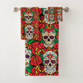 Floral Skulls Pattern Bad Handdoek (Insitu)