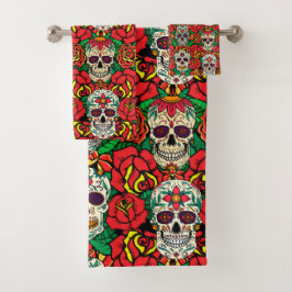 Floral Skulls Pattern Bad Handdoek