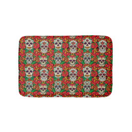 Floral Skulls Pattern Badmat